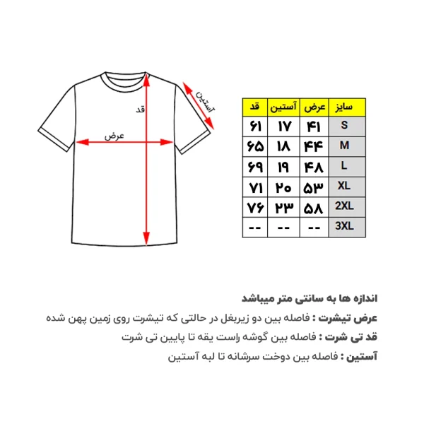 جدول سایز بندی