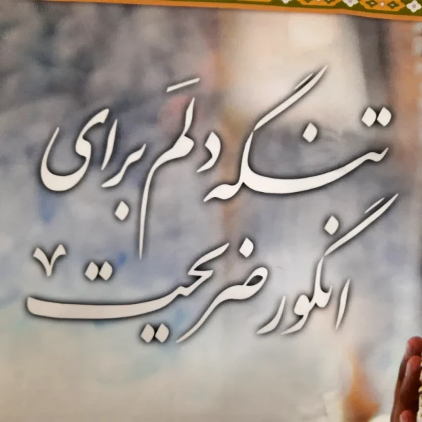 کتیبه تصویری مخمل با شعار تنگه دلم برای انگور ضریحت