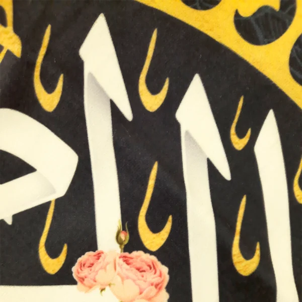 کتیبه نیمه شعبان لوزی مخمل با شعار یا قائم آل محمد زمینه سورمه ای