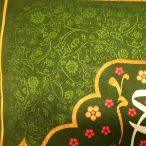 کتیبه نیمه شعبان مخمل اللهم عجل لولیک الفرج زمینه سبز گلدار