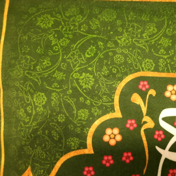 کتیبه نیمه شعبان مخمل اللهم عجل لولیک الفرج زمینه سبز گلدار