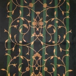 کتیبه مخمل با شعار علی بن موسی الرضا زمینه سبز تک عددی عمودی