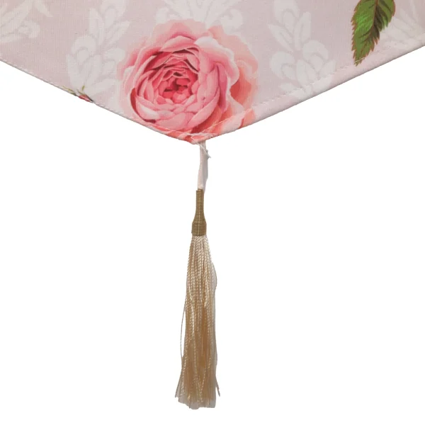 کتیبه نیمه شعبان مخمل با شعار یا مهدی ادرکنی زمینه گل و صورتی عمودی تک عددی