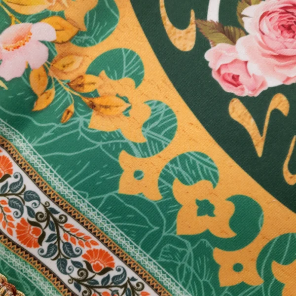 کتیبه نیمه شعبان لوزی مخمل با شعار یا قائم آل محمد زمینه سبز