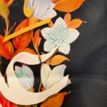 کتیبه غدیر مخمل السلام علیک علی ابن ابی طالب زمینه سرمه ای عمودی تک عددی