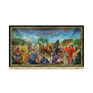 کتیبه مخمل تصویری امام رضا علیه السلام حدیث سلسه الذهب