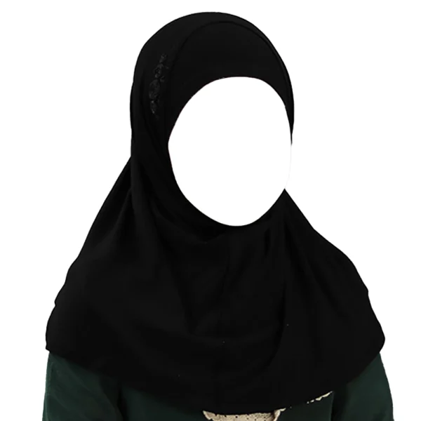 مقنعه دو تکه گل دوزی بچه گانه ویسکوز مشکی گلدوزی مشکی کد 2203