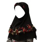 مقنعه چین دار بچه گانه ژورژت مشکی چین رنگی کد 3002