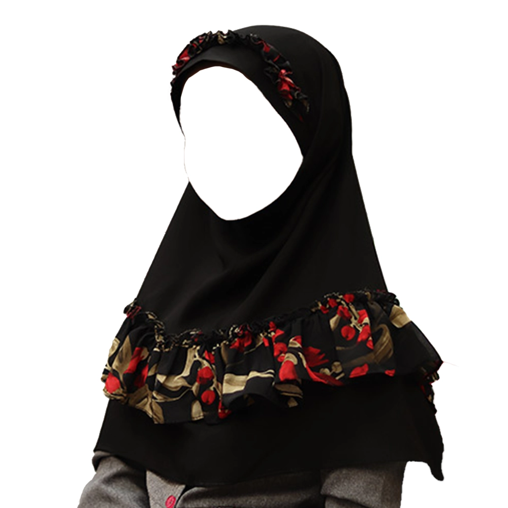 مقنعه چین دار بچه گانه ژورژت مشکی چین رنگی کد 3002 مقنعه چین دار بچه گانه ژورژت مشکی چین رنگی کد 3002