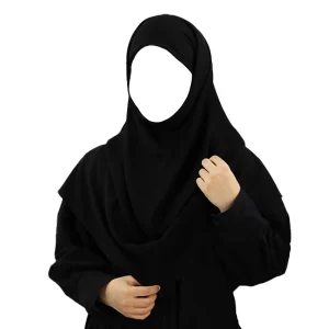 مقنعه کویتی کشدار 110 کرپ کره ای مشکی سایز 28 کد 4200