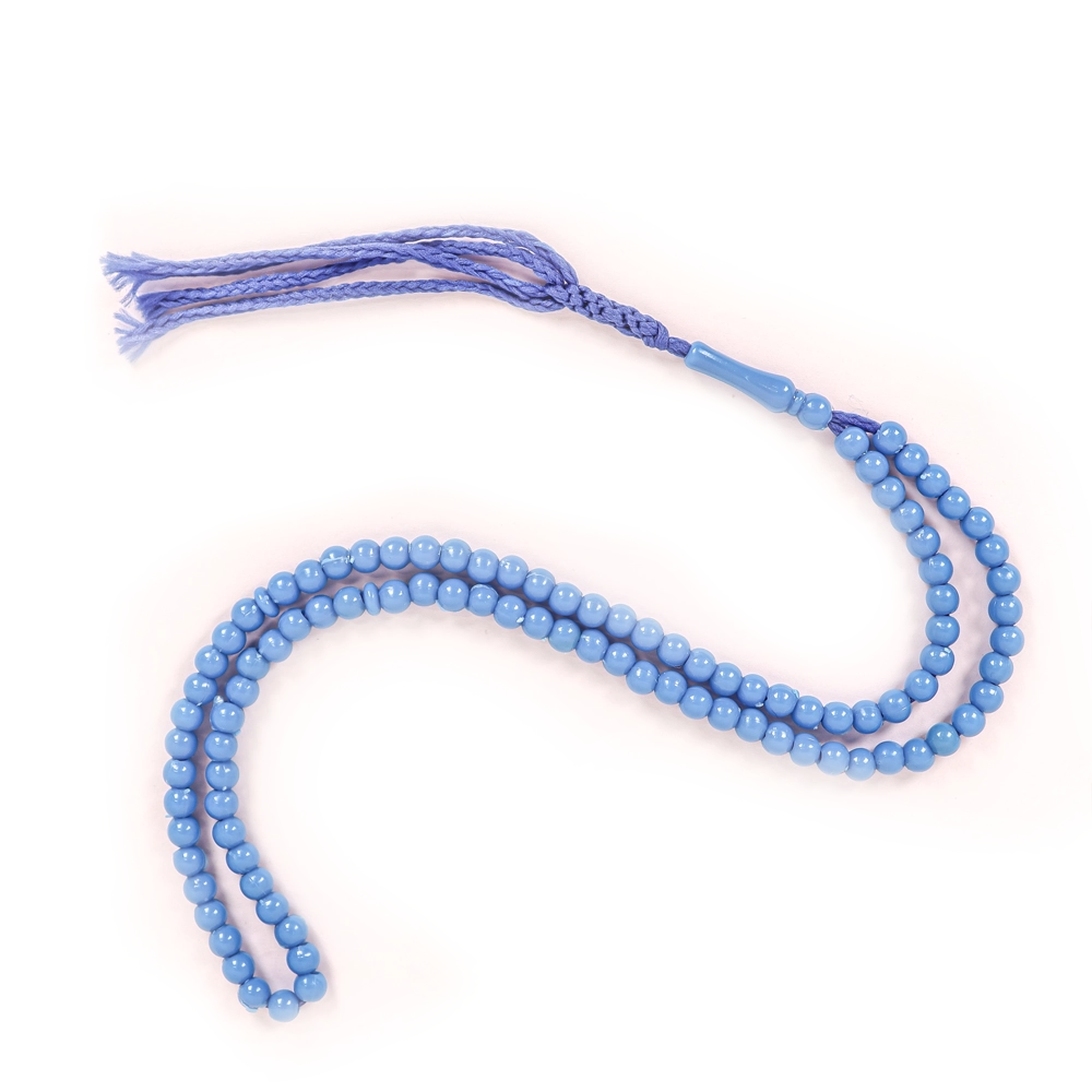 تسبیح 101 عددی دانه گرد پلاستیکی رنگ آبی کد 0394