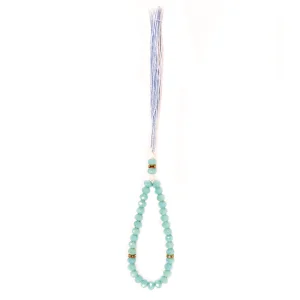 تسبیح کریستال 33 عددی سایز 8 رنگ فیروزه ای کد 0372