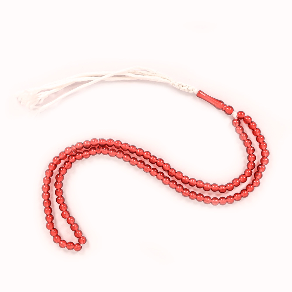 تسبیح 101 عددی دانه گرد پلاستیکی رنگ قرمز کد 0395
