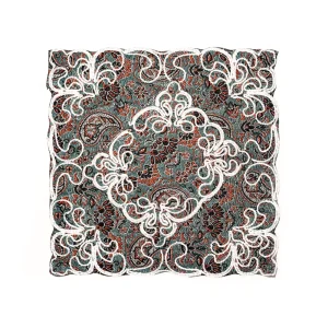 جانماز طاووسی با گلدوزی سفید 24*24 کد 0366