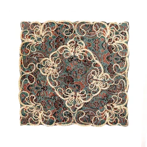 جانماز طاووسی با گلدوزی طلایی 24*24 کد 0367