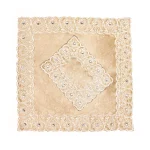 جانماز مخمل دوتیکه نگین دار سایز بزرگ رنگ پسته ای 36*36 کد 0347