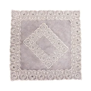 جانماز مخمل دوتیکه نگین دار سایز بزرگ رنگ طوسی 36*36 کد 0349