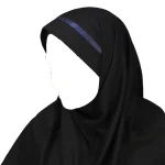 مقنعه تل دار 100 بروجرد مشکی تل سورمه ای کد 2932