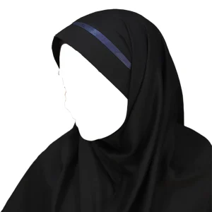 مقنعه تل دار 100 بروجرد مشکی تل سورمه ای کد 2932