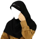 مقنعه تل دار 100 کرپ ایرانی مشکی تل مشکی نقره ای کد 2901