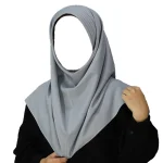 مقنعه ابر دوزی 75 تترون رنگ طوسی نقره ای کد 1504