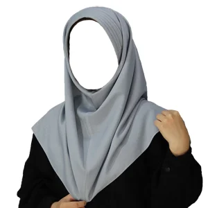 مقنعه ابر دوزی 75 تترون رنگ طوسی نقره ای کد 1504