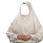 مقنعه آستین دار بزرگ تترون رنگ سفید کد 3101