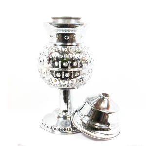 اسپند دودکن حضرتی جنس برنج رنگ کرومی ارتفاع 44 سانتی متر کد 0412