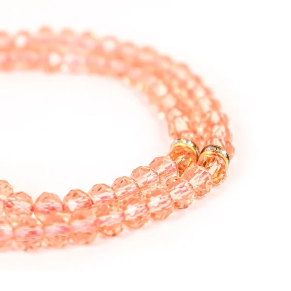 تسبیح کریستال 101 عددی سایز 6 رنگ صورتی روشن کد 0381