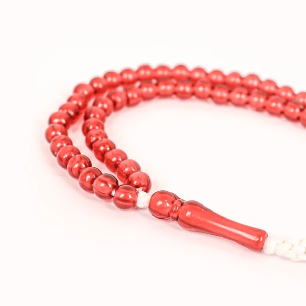 تسبیح 101 عددی دانه گرد پلاستیکی رنگ قرمز کد 0395
