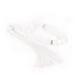 تسبیح کریستال 33 عددی سایز 8 رنگ سفید کد 0370