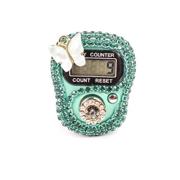 صلوات شمار انگشتی نگینی رنگ سبز تیره کد 0404