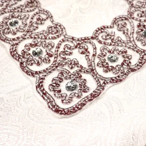 جانماز شکوه دوتیکه نگین دار سایز بزرگ رنگ زرشکی 36*36 کد 0354