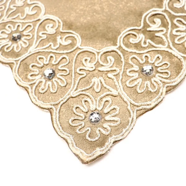 جانماز مخمل دوتیکه نگین دار سایز بزرگ رنگ پسته ای 36*36 کد 0347