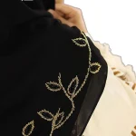 روسری جواهر دوزی 130 حریر شیفون مشکی طرح 4 کد 3217