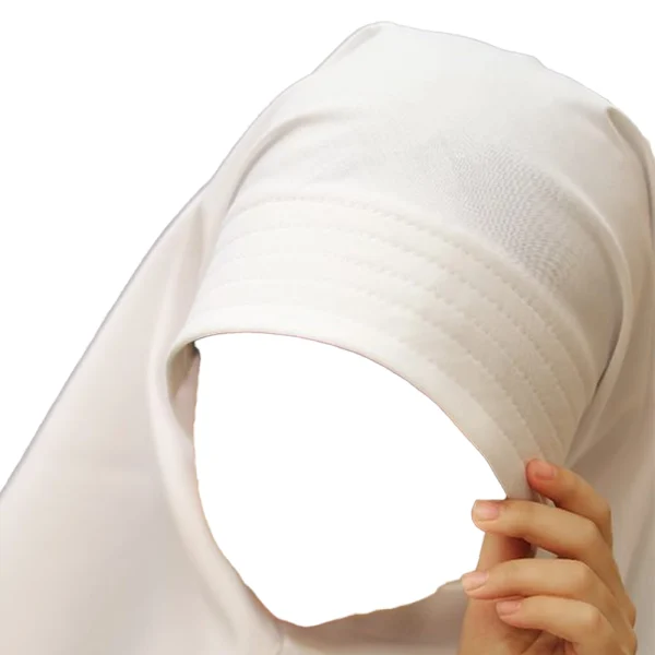 مقنعه ابر دوزی 75 تترون رنگ سفید کد 1525