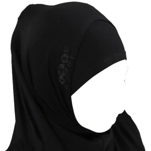 مقنعه دو تکه گل دوزی بچه گانه ویسکوز مشکی گلدوزی مشکی کد 2203