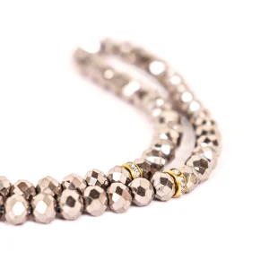 تسبیح کریستال 101 عددی سایز 6 رنگ نقره ای کد 0379