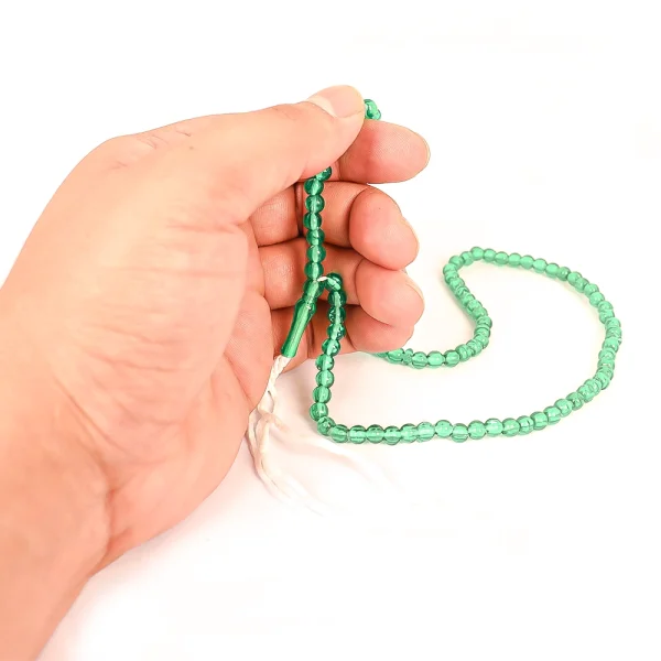 تسبیح 101 عددی دانه گرد پلاستیکی رنگ سبز کد 0393