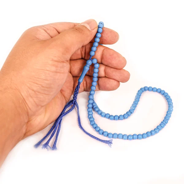 تسبیح 101 عددی دانه گرد پلاستیکی رنگ آبی کد 0394