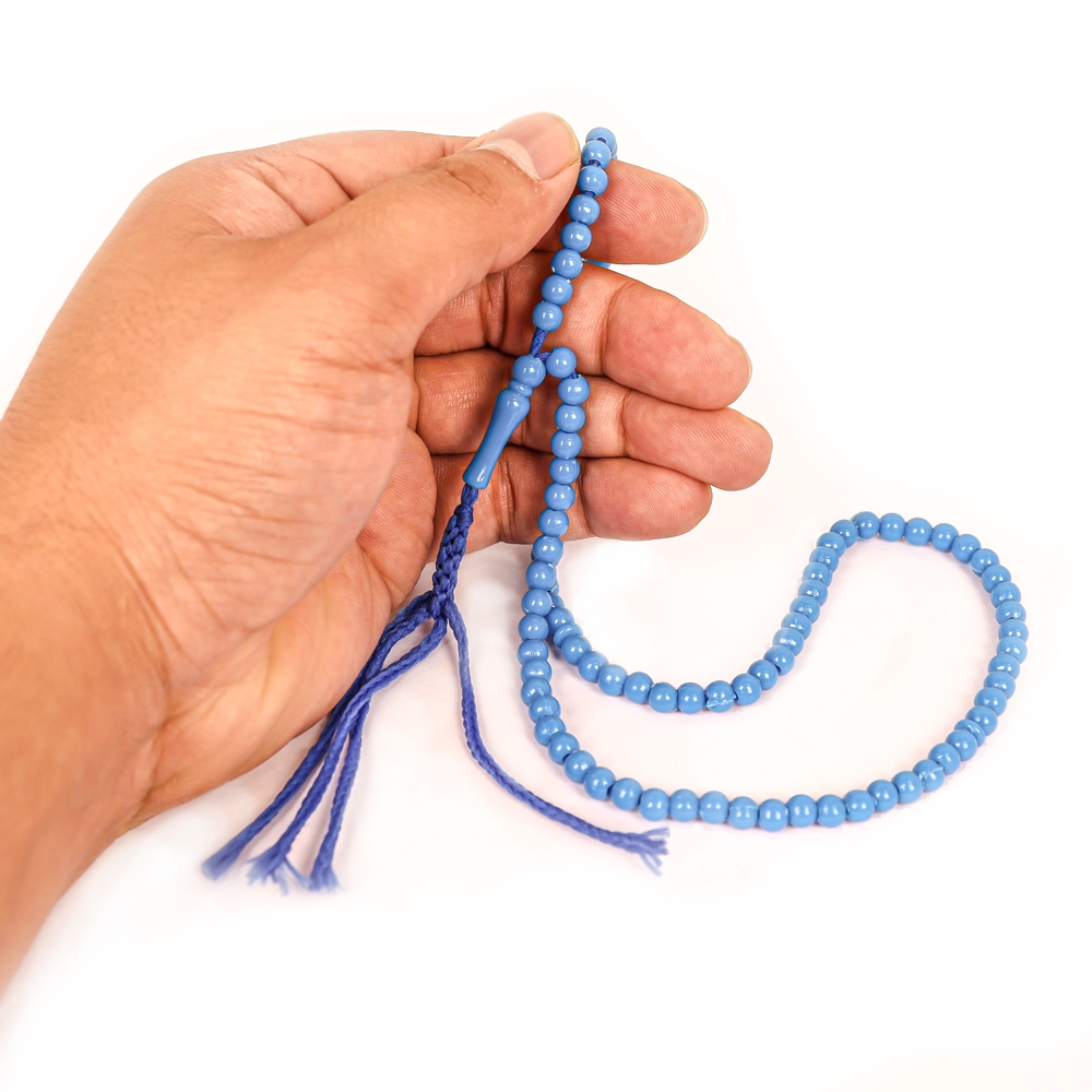 تسبیح 101 عددی دانه گرد پلاستیکی رنگ آبی کد 0394