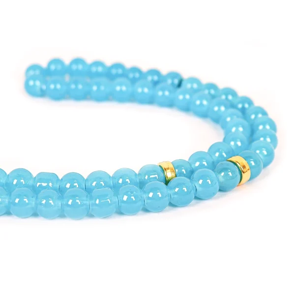 تسبیح 101 عددی دانه طرح سنگی رنگ فیروزه ای کد 0400