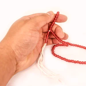 تسبیح 101 عددی دانه گرد پلاستیکی رنگ قرمز کد 0395