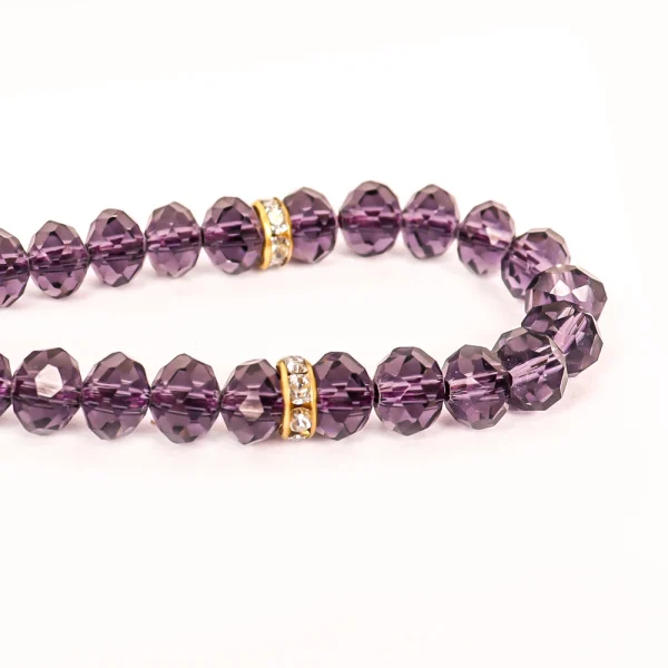 تسبیح کریستال 33 عددی سایز 8 رنگ بنفش کد 0373