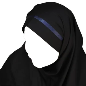 مقنعه تل دار 100 بروجرد مشکی تل سورمه ای کد 2932