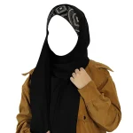 هدشال گرد سوزن دوزی ژورژت مشکی سوزن دوزی سفید کد 4024