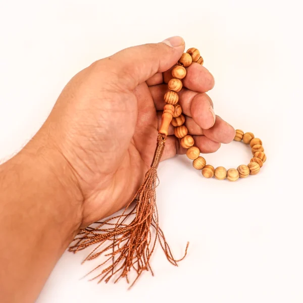 تسبیح گرد 33 عددی چوب زیتون سایز 10 کد 0387