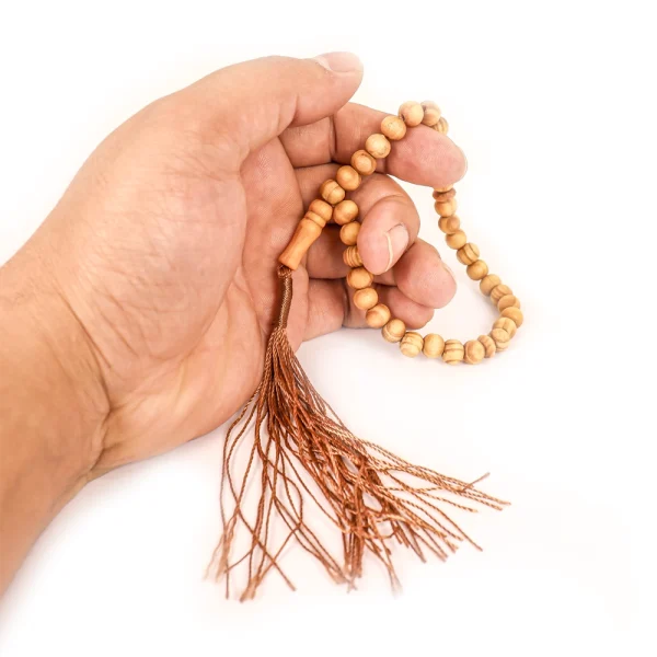 تسبیح گرد 33 عددی چوب زیتون سایز 8 کد 0386