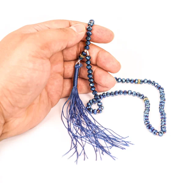 تسبیح کریستال 101 عددی سایز 6 رنگ سورمه ای کد 0383