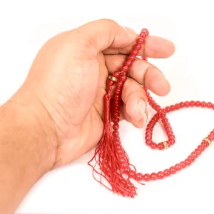 تسبیح 101 عددی دانه طرح سنگی رنگ قرمز کد 0396